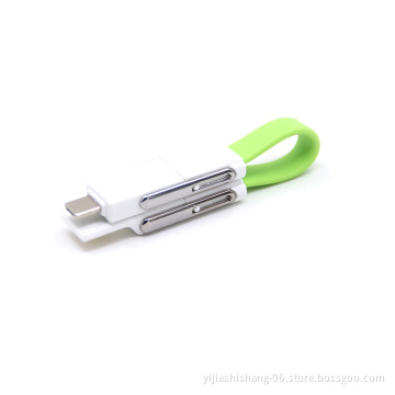 Free Shipping 3 In 1 Key Chain Fast Charging Data Transfer Cable For iPhone Type C Mirco Usb Keychain Cable